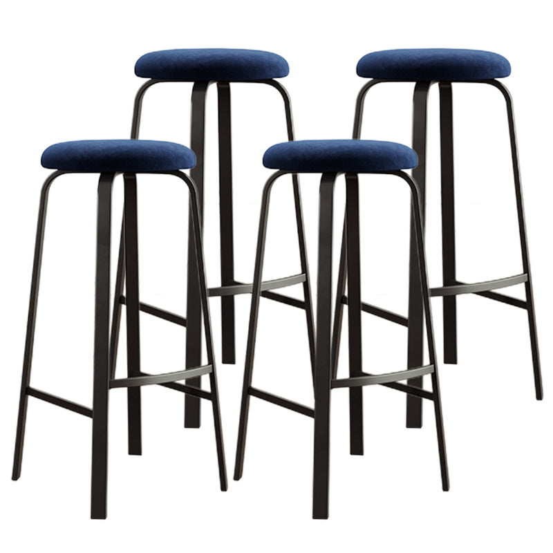 Modern Style Bar-stool Round Seat Barstool with Footrest and Metal Base