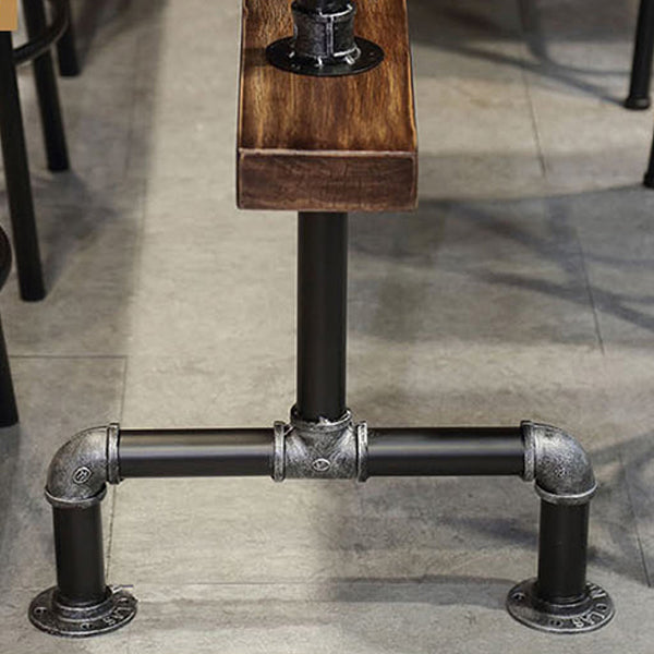 Wood Top Water Pipe Frame Counter Table Industrial 42-inch Height Table for Dinning Room