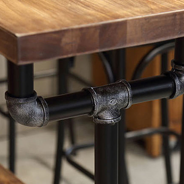 Wood Top Water Pipe Frame Counter Table Industrial 42-inch Height Table for Dinning Room
