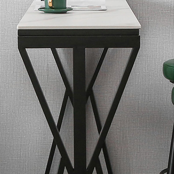 Modern Bar Dining Table Rectangle Bar Height Table with Double Pedestal in Black