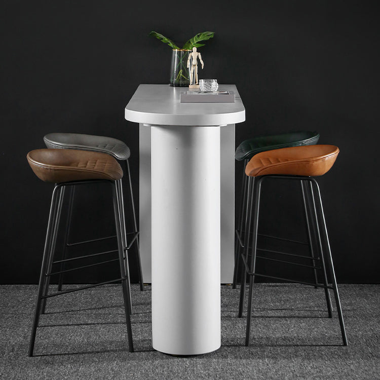 Industrial White Pub Bar Table Wood Double Pedestal Bar Dining Table Fixed Table