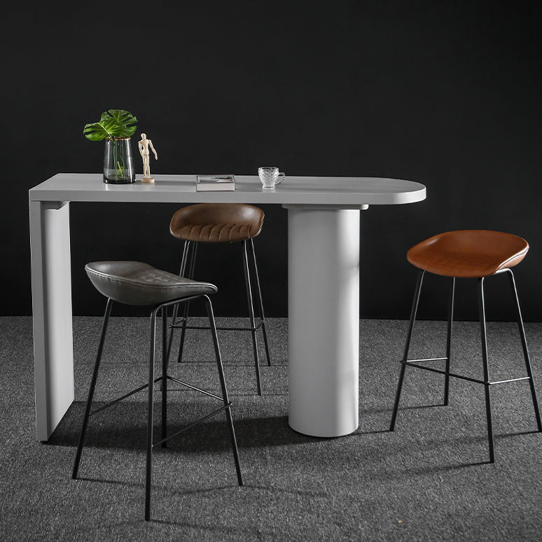 Industrial White Pub Bar Table Wood Double Pedestal Bar Dining Table Fixed Table