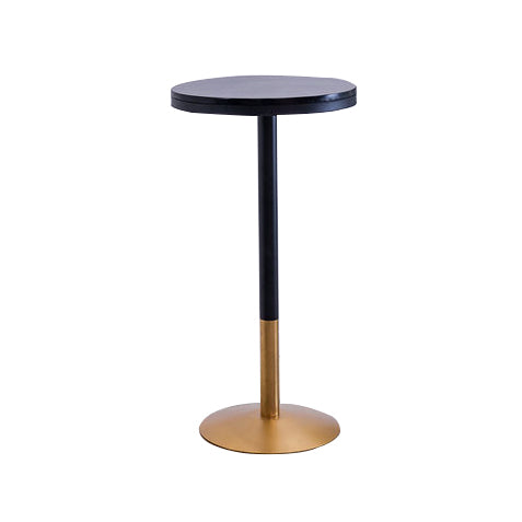 Industrial Style Black Iron Bar Table Wood Round Top Bistro Table with Pedestal