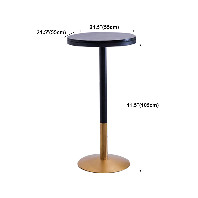 Industrial Style Black Iron Bar Table Wood Round Top Bistro Table with Pedestal