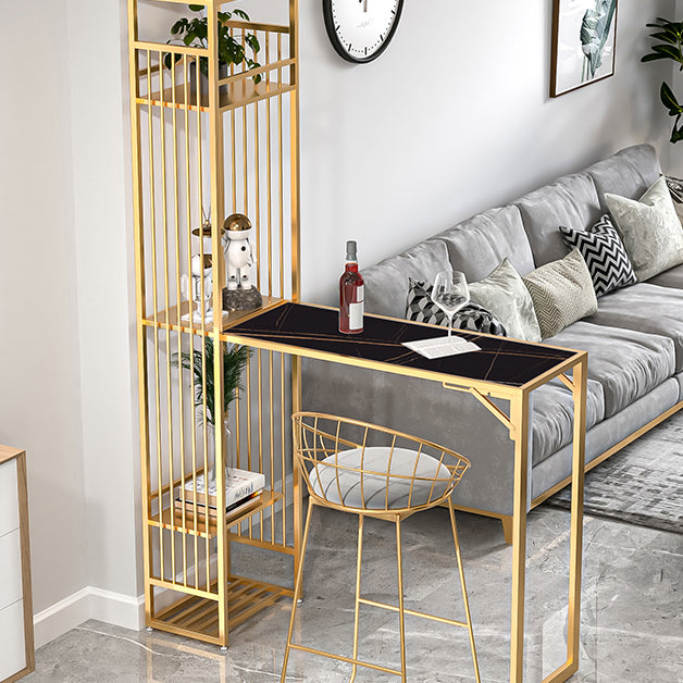 Glam Style Iron Bar Table 41.3"H Bistro Table with Wine Rack for Living Room