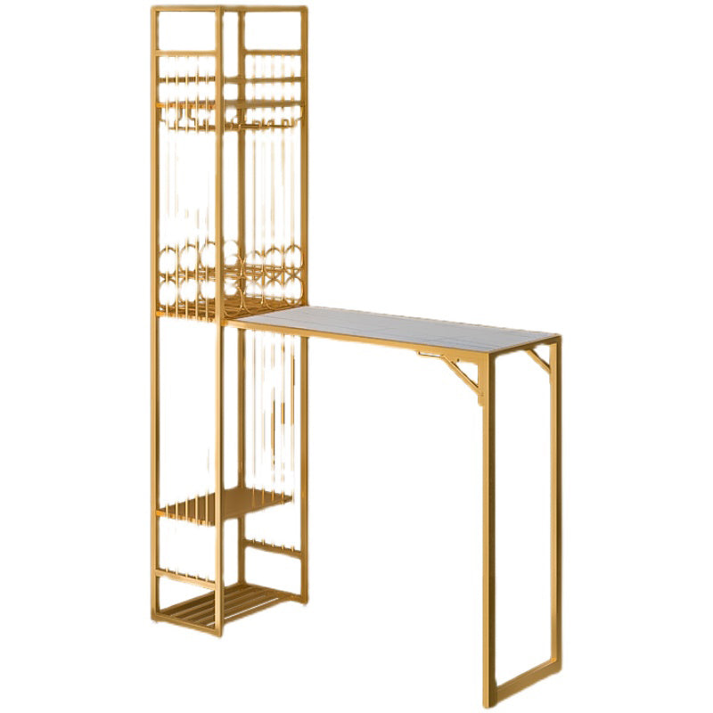 Glam Style Iron Bar Table 41.3"H Bistro Table with Wine Rack for Living Room