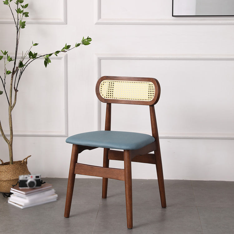 Silla de comedor de madera de caucho maciza moderna, sillas de comedor de cocina con respaldo abierto