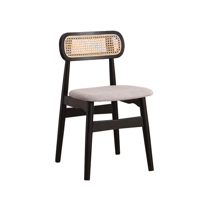 Silla de comedor de madera de caucho maciza moderna, sillas de comedor de cocina con respaldo abierto