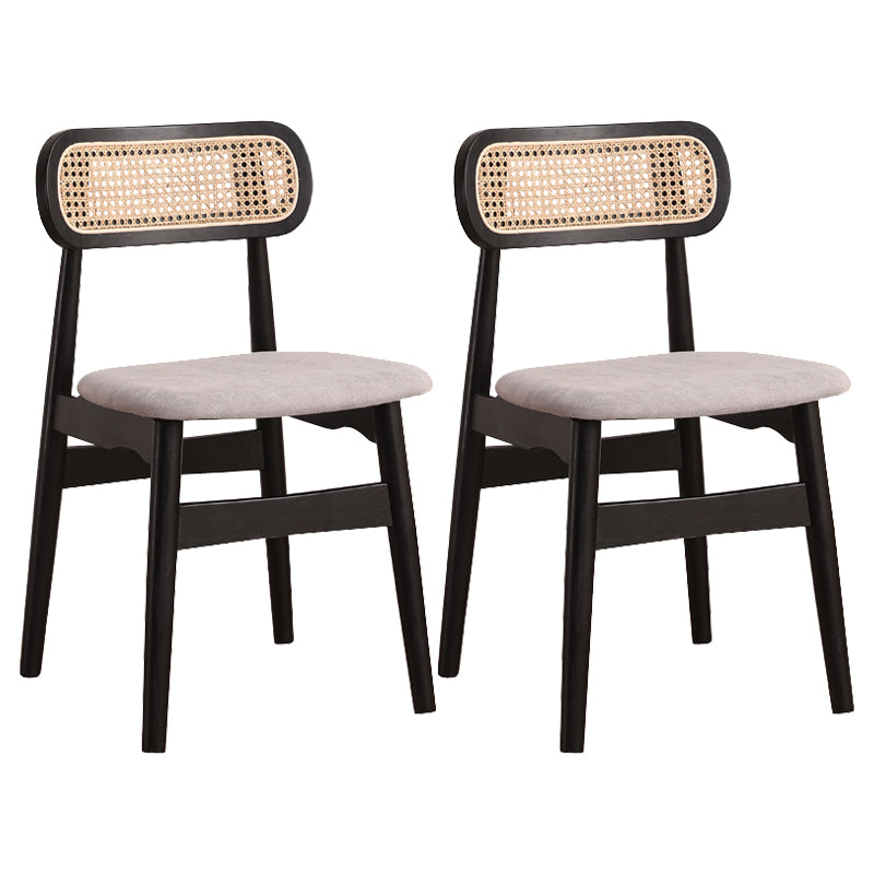 Silla de comedor de madera de caucho maciza moderna, sillas de comedor de cocina con respaldo abierto