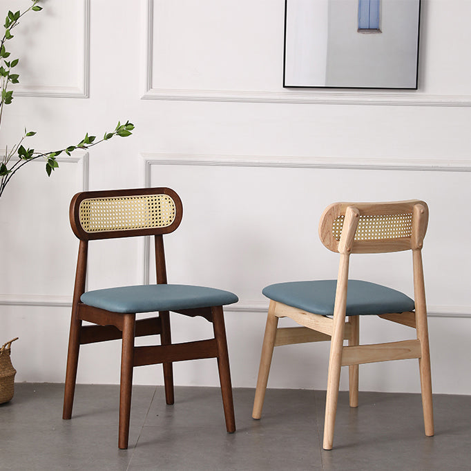 Silla de comedor de madera de caucho maciza moderna, sillas de comedor de cocina con respaldo abierto