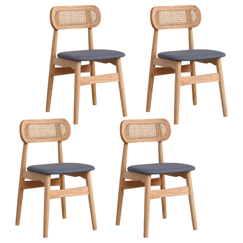 Silla de comedor de madera de caucho maciza moderna, sillas de comedor de cocina con respaldo abierto