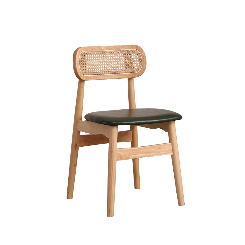 Silla de comedor de madera de caucho maciza moderna, sillas de comedor de cocina con respaldo abierto