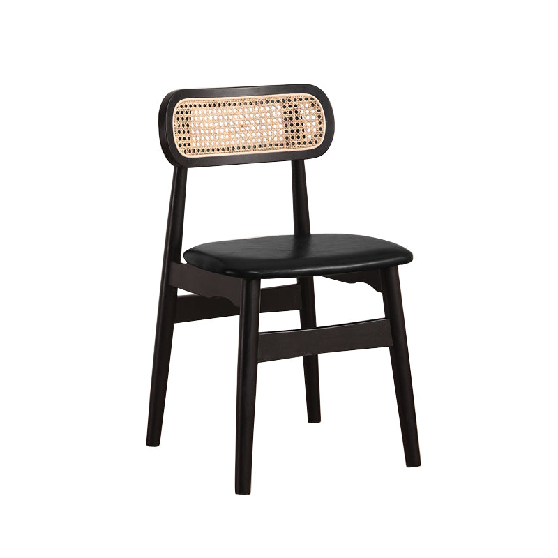Silla de comedor de madera de caucho maciza moderna, sillas de comedor de cocina con respaldo abierto