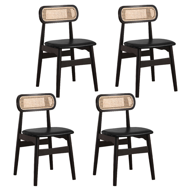 Silla de comedor de madera de caucho maciza moderna, sillas de comedor de cocina con respaldo abierto