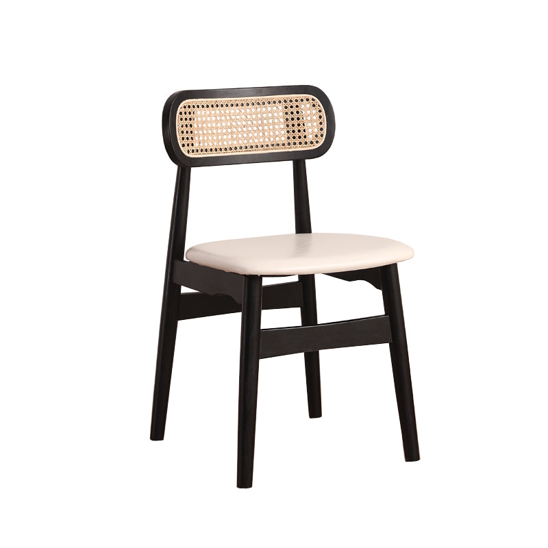 Silla de comedor de madera de caucho maciza moderna, sillas de comedor de cocina con respaldo abierto