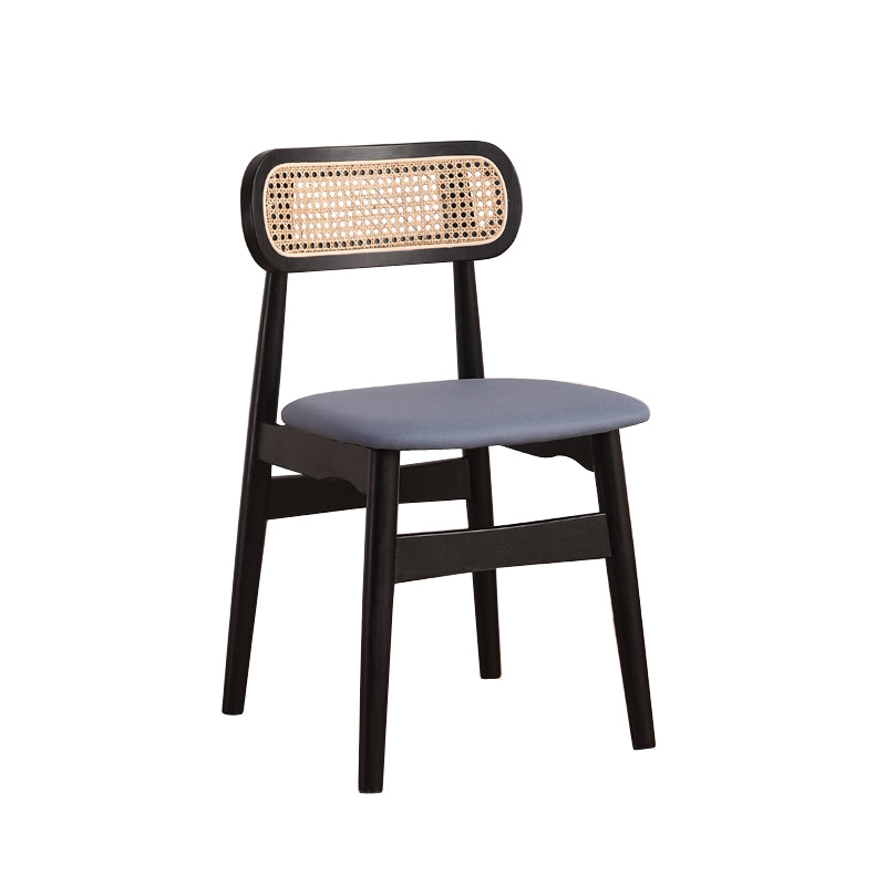 Silla de comedor de madera de caucho maciza moderna, sillas de comedor de cocina con respaldo abierto