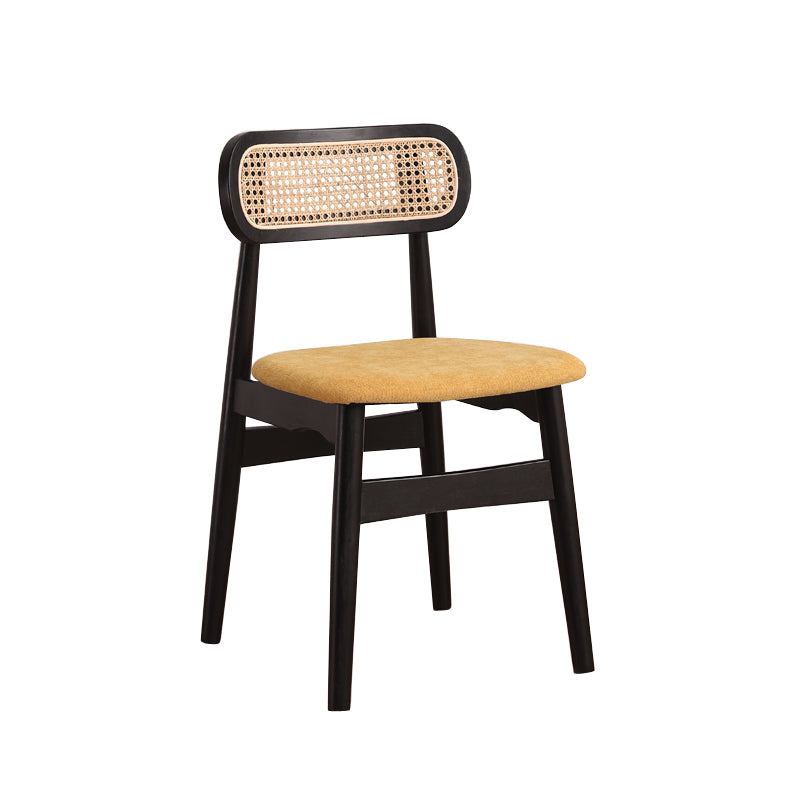 Silla de comedor de madera de caucho maciza moderna, sillas de comedor de cocina con respaldo abierto