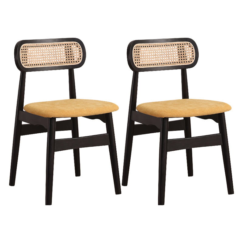 Silla de comedor de madera de caucho maciza moderna, sillas de comedor de cocina con respaldo abierto
