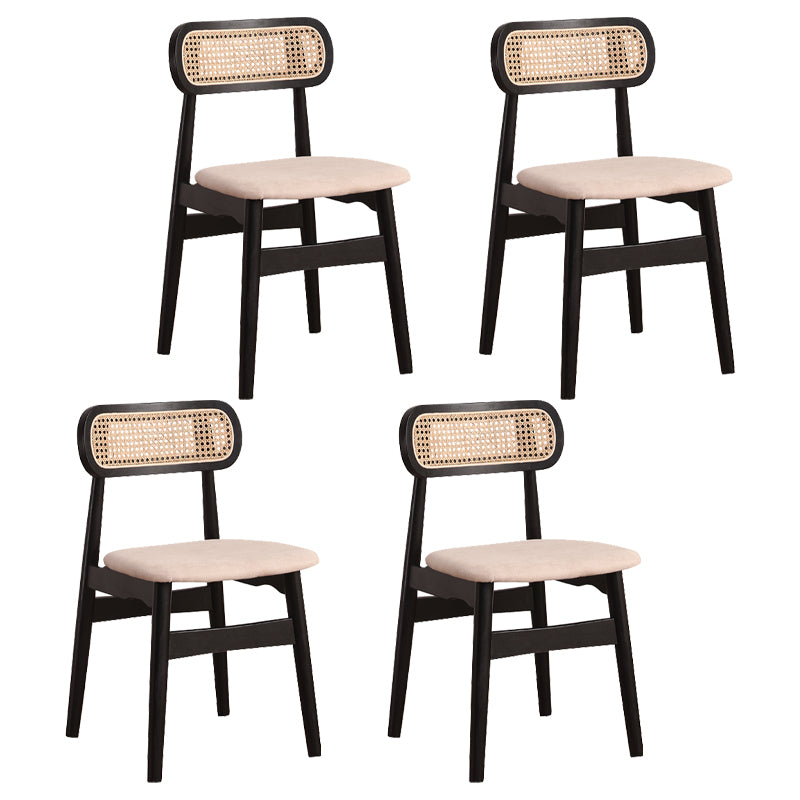 Silla de comedor de madera de caucho maciza moderna, sillas de comedor de cocina con respaldo abierto