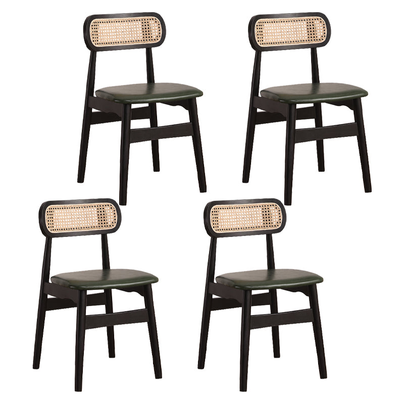 Silla de comedor de madera de caucho maciza moderna, sillas de comedor de cocina con respaldo abierto