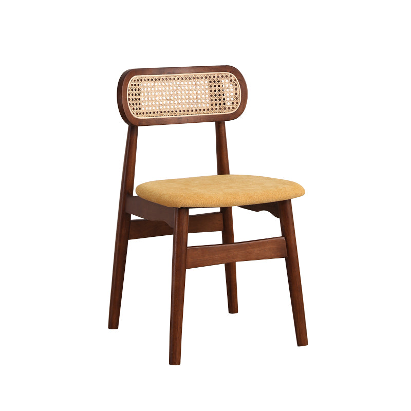 Silla de comedor de madera de caucho maciza moderna, sillas de comedor de cocina con respaldo abierto