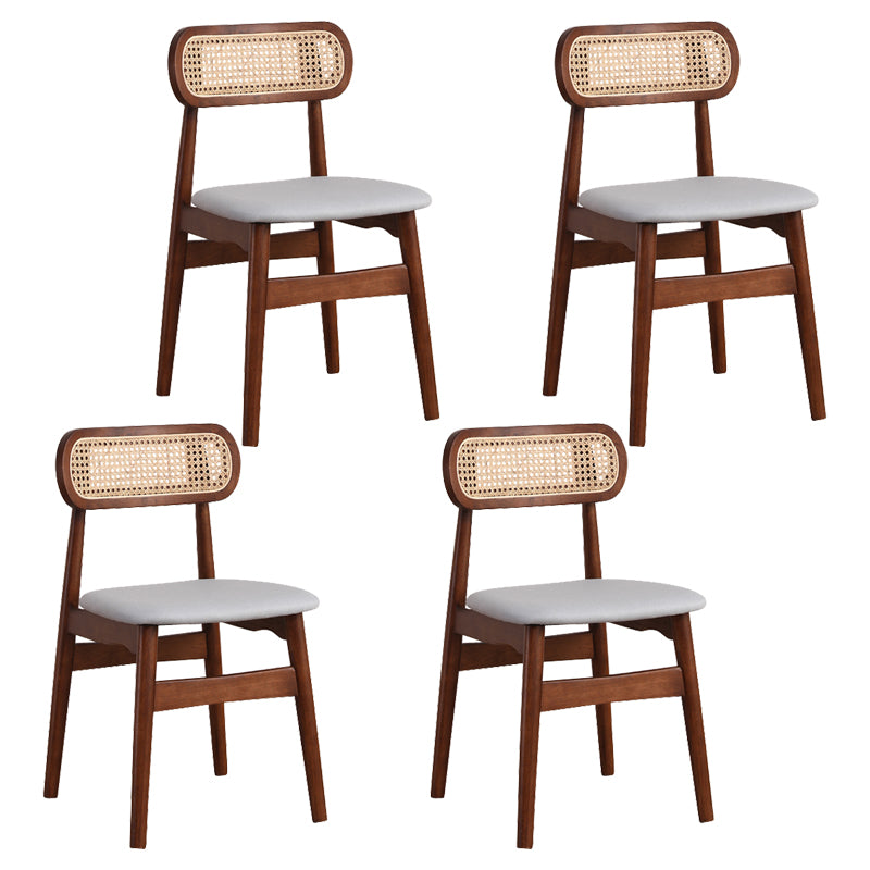 Silla de comedor de madera de caucho maciza moderna, sillas de comedor de cocina con respaldo abierto