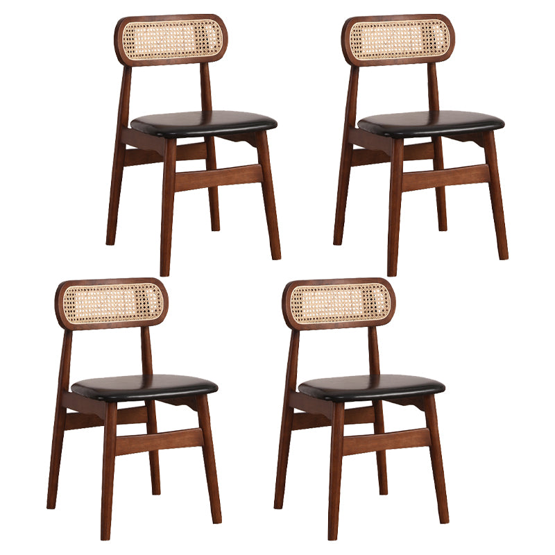 Silla de comedor de madera de caucho maciza moderna, sillas de comedor de cocina con respaldo abierto