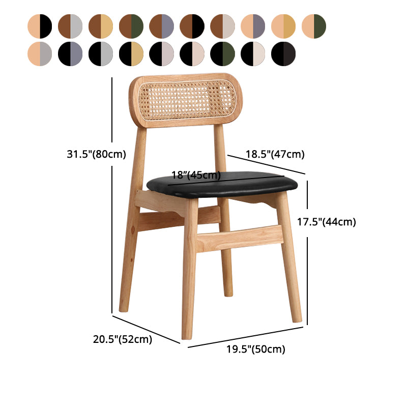 Silla de comedor de madera de caucho maciza moderna, sillas de comedor de cocina con respaldo abierto