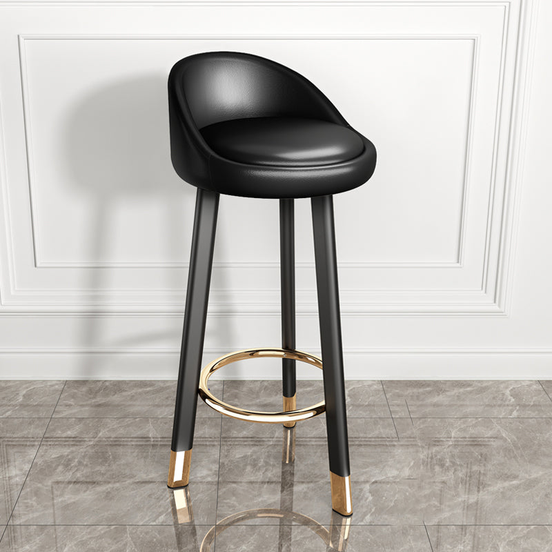 Taburete de bar de estilo moderno con respaldo bajo, taburetes de bar con asiento de cuero redondo, 1 pieza
