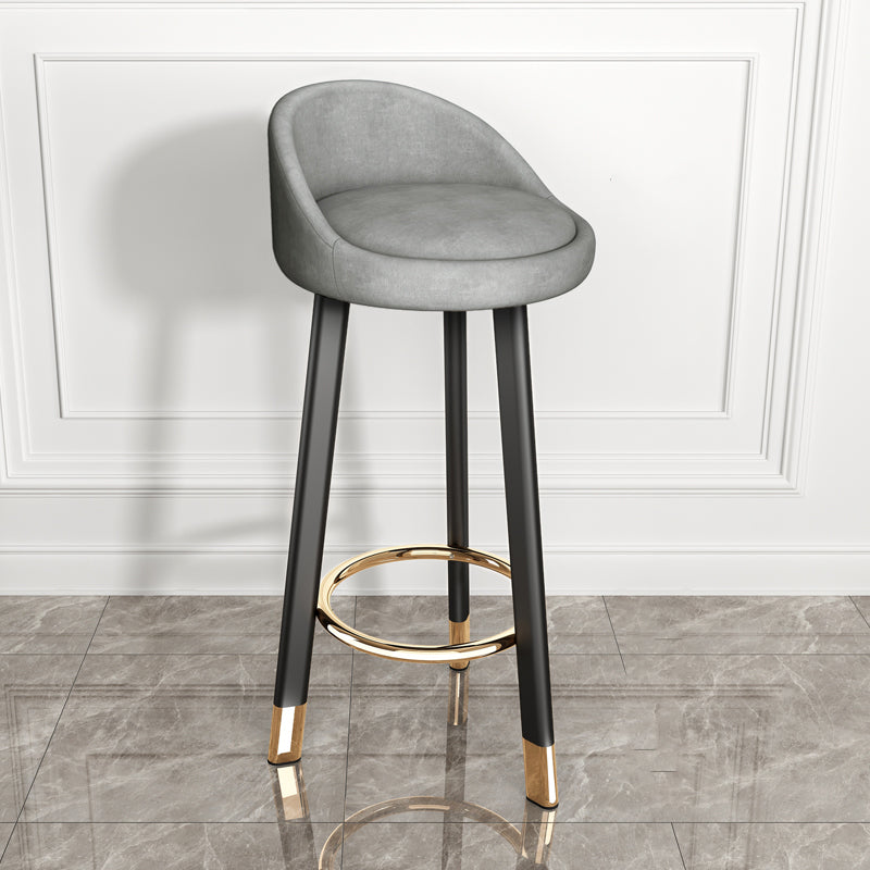 Taburete de bar de estilo moderno con respaldo bajo, taburetes de bar con asiento de cuero redondo, 1 pieza