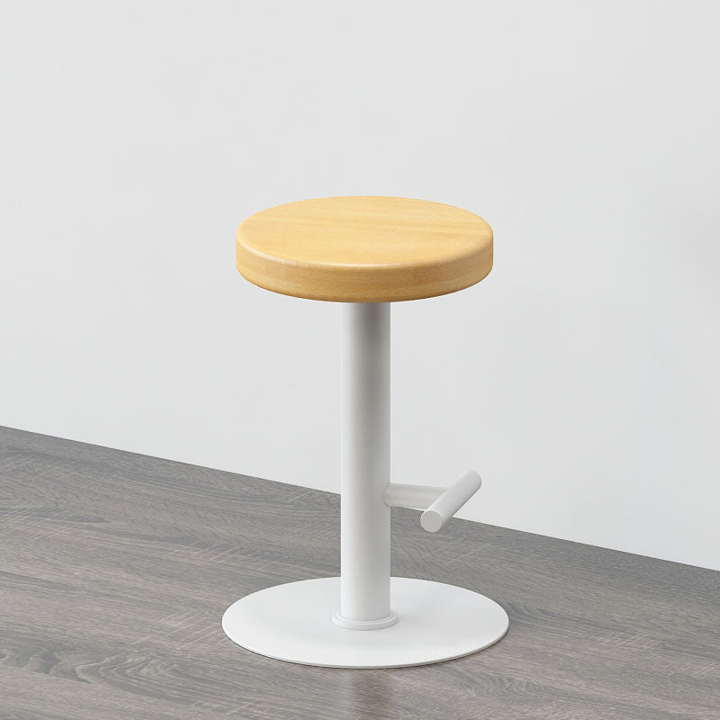 Modern Style Bar-stool Iron Leg Round Wooden Seat for Restaurant Bar 1 Piece