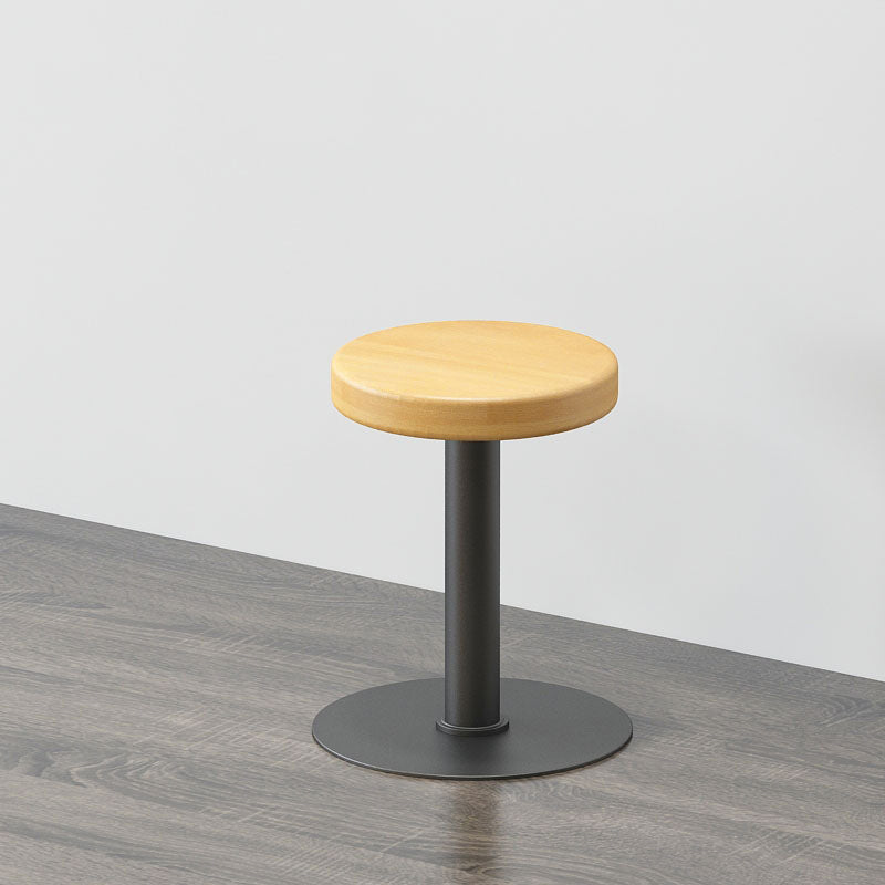 Modern Style Bar-stool Iron Leg Round Wooden Seat for Restaurant Bar 1 Piece