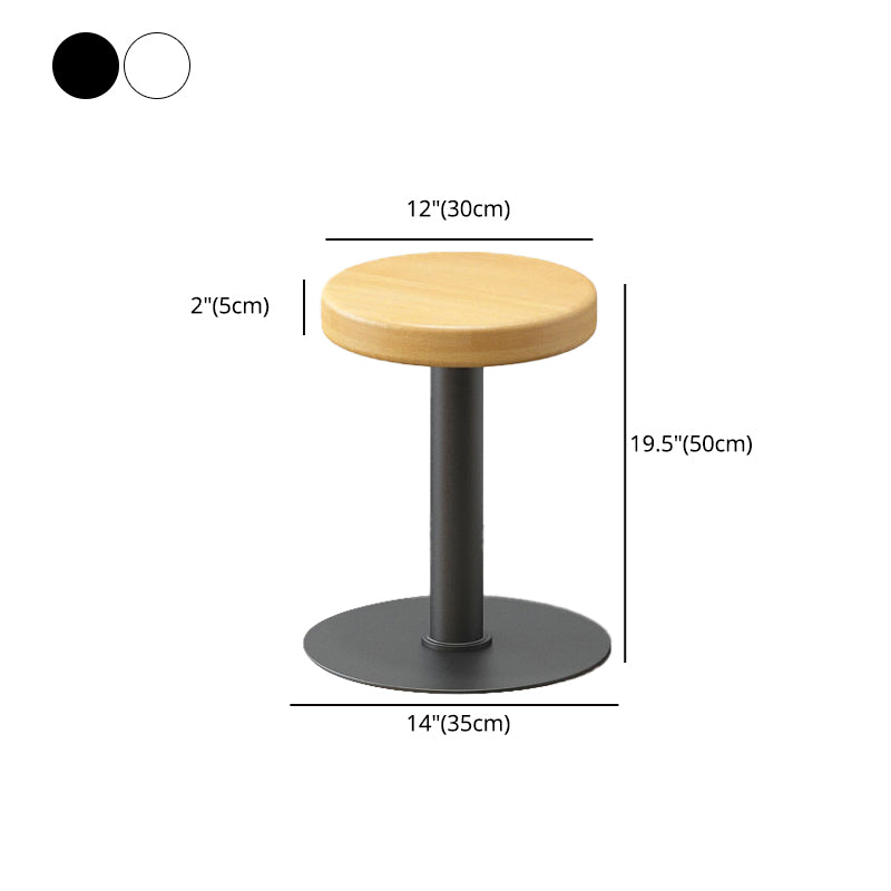Modern Style Bar-stool Iron Leg Round Wooden Seat for Restaurant Bar 1 Piece