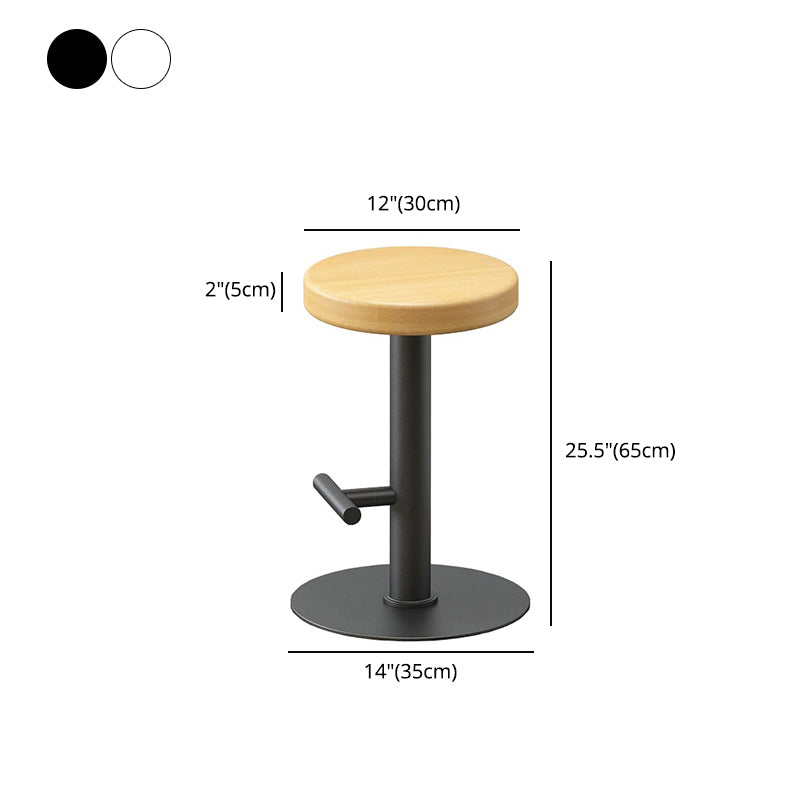 Modern Style Bar-stool Iron Leg Round Wooden Seat for Restaurant Bar 1 Piece