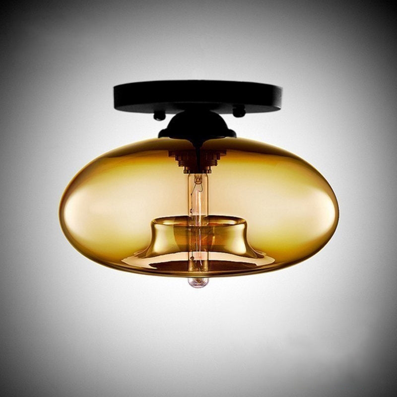 Urn Shape Ceiling Lamp Modern Simple Style Iron 1 Light Flush Mount with Glass Lampshade for Aisle
