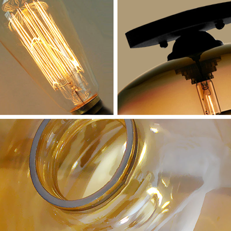 Urn Shape Ceiling Lamp Modern Simple Style Iron 1 Light Flush Mount with Glass Lampshade for Aisle