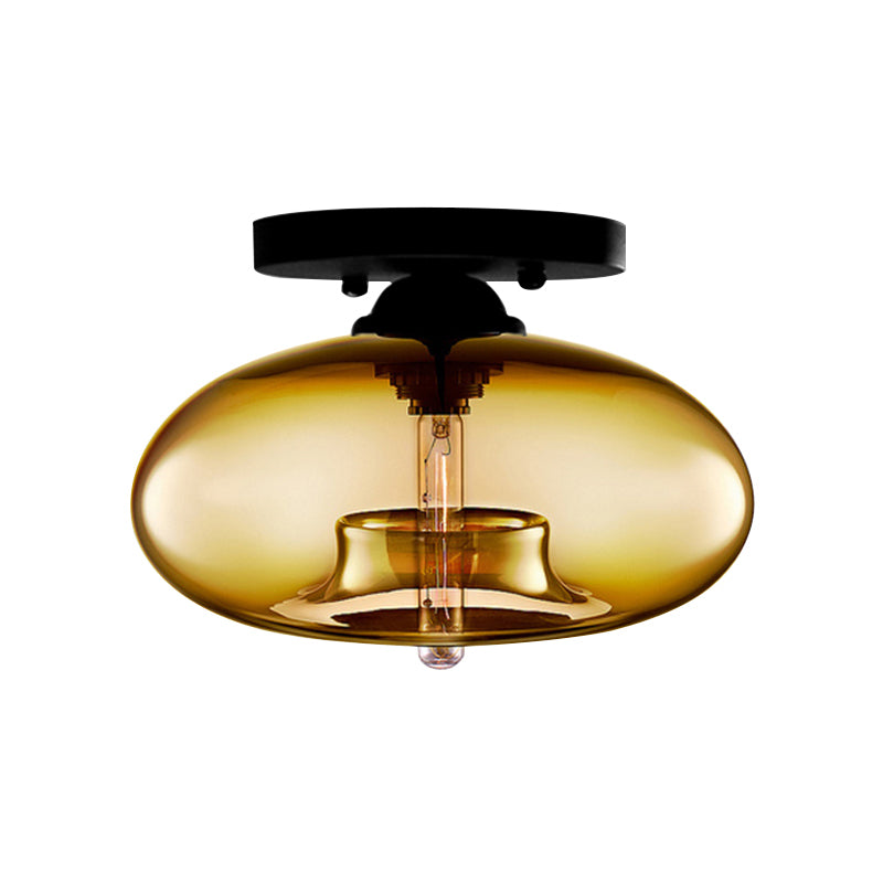 Urn Shape Ceiling Lamp Modern Simple Style Iron 1 Light Flush Mount with Glass Lampshade for Aisle