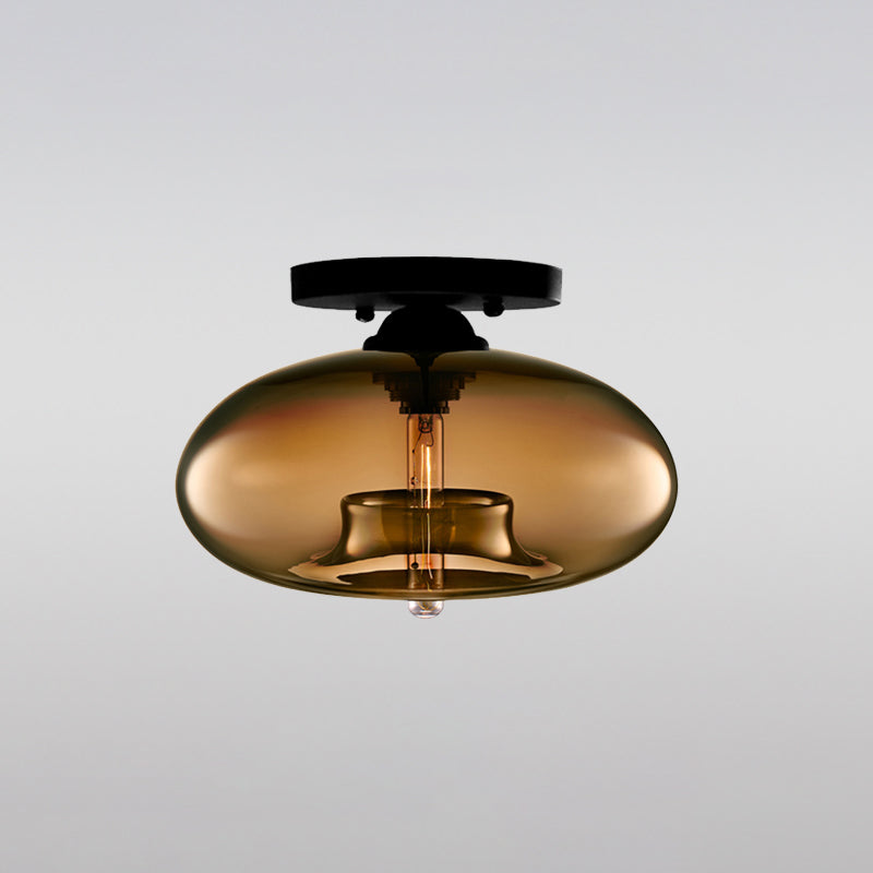 Urn Shape Ceiling Lamp Modern Simple Style Iron 1 Light Flush Mount with Glass Lampshade for Aisle