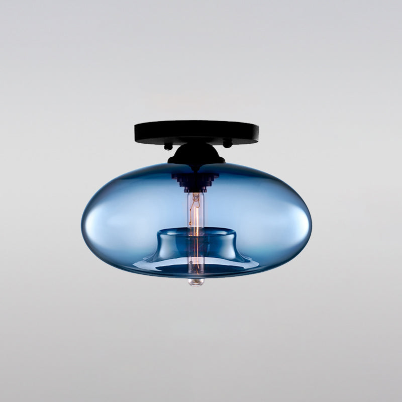 Urn Shape Ceiling Lamp Modern Simple Style Iron 1 Light Flush Mount with Glass Lampshade for Aisle