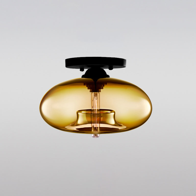 Urn Shape Ceiling Lamp Modern Simple Style Iron 1 Light Flush Mount with Glass Lampshade for Aisle