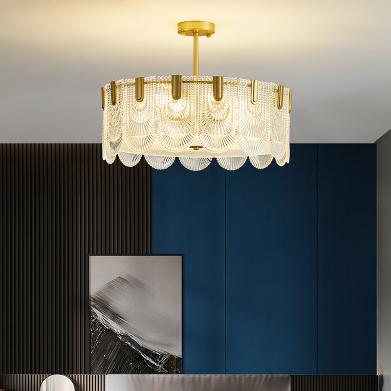 Round Shape Ceiling Lamp Modern Simple Style Iron Flush Mount with Glass Lampshade for Bedroom