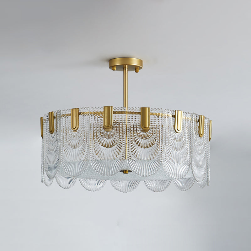 Round Shape Ceiling Lamp Modern Simple Style Iron Flush Mount with Glass Lampshade for Bedroom