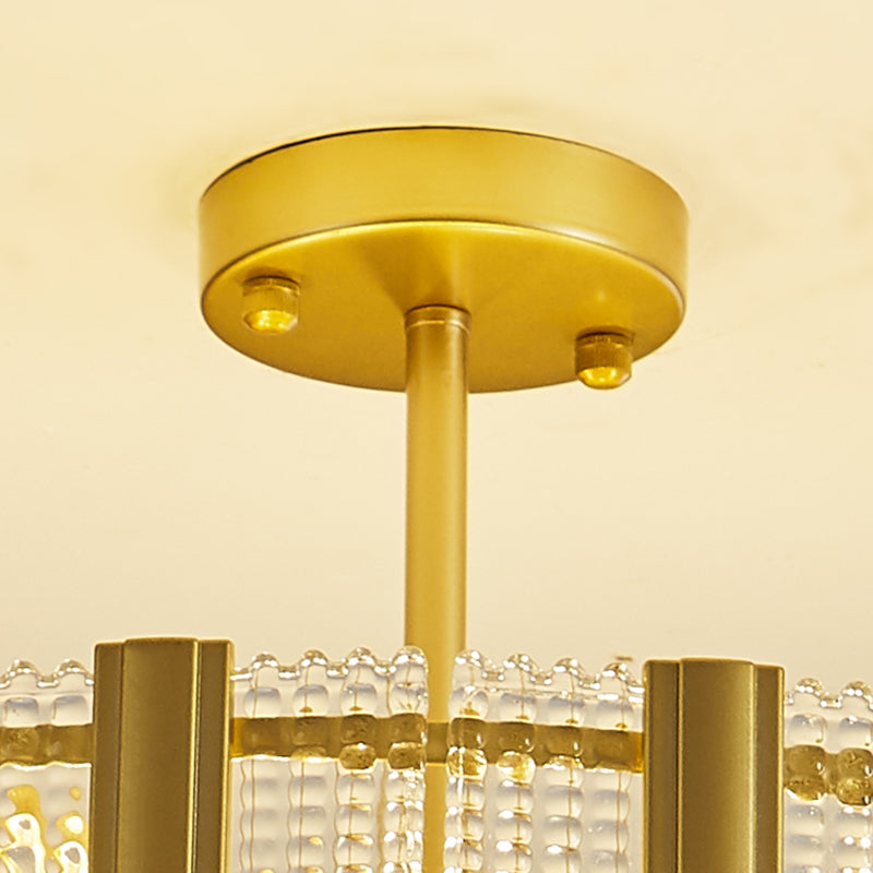 Round Shape Ceiling Lamp Modern Simple Style Iron Flush Mount with Glass Lampshade for Bedroom