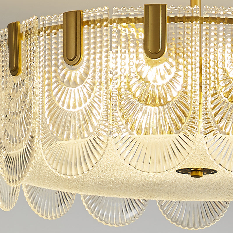 Round Shape Ceiling Lamp Modern Simple Style Iron Flush Mount with Glass Lampshade for Bedroom