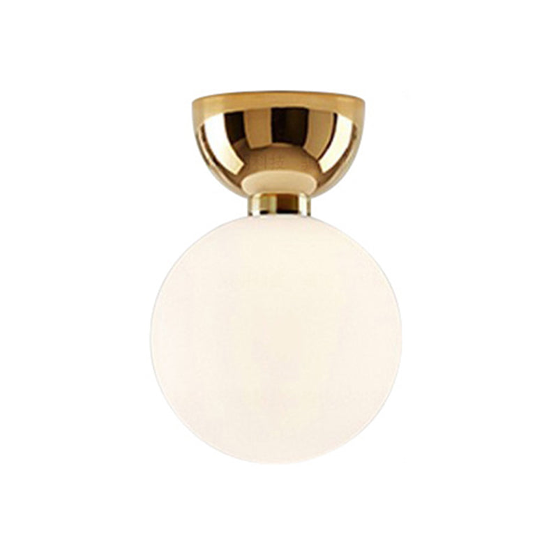 Ball Shape Ceiling Lamp Modern Simple Style Iron 1 Light Flush Mount with Glass Lampshade for Aisle