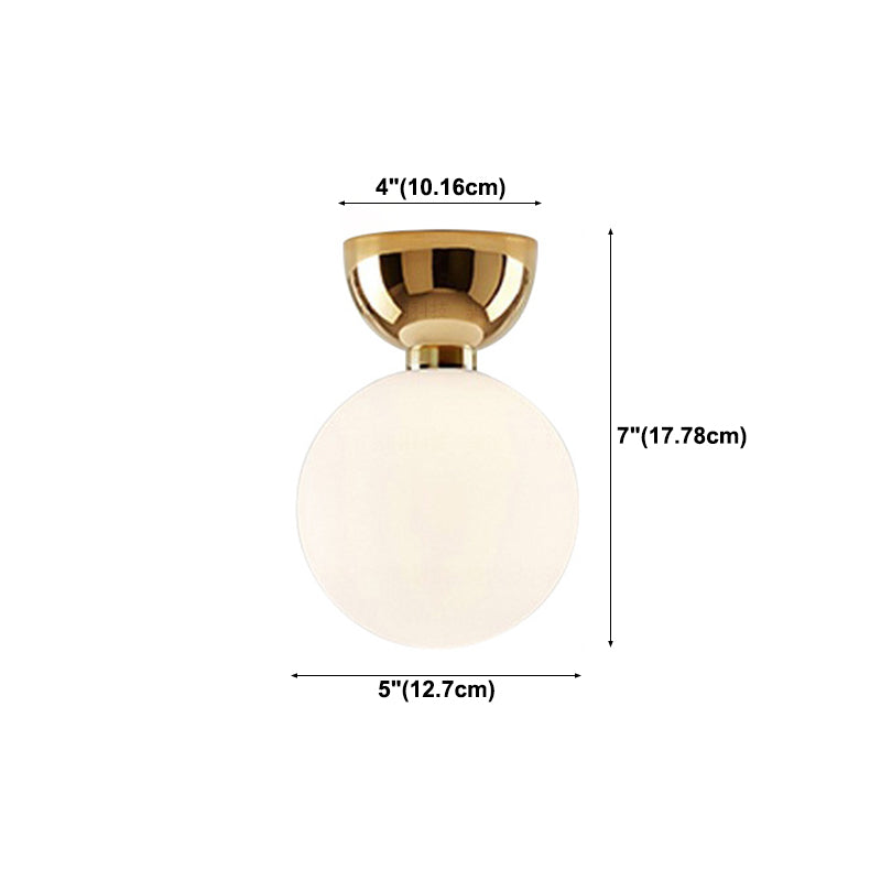 Ball Shape Ceiling Lamp Modern Simple Style Iron 1 Light Flush Mount with Glass Lampshade for Aisle