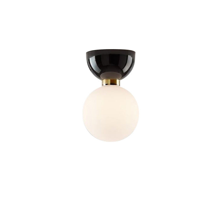 Ball Shape Ceiling Lamp Modern Simple Style Iron 1 Light Flush Mount with Glass Lampshade for Aisle
