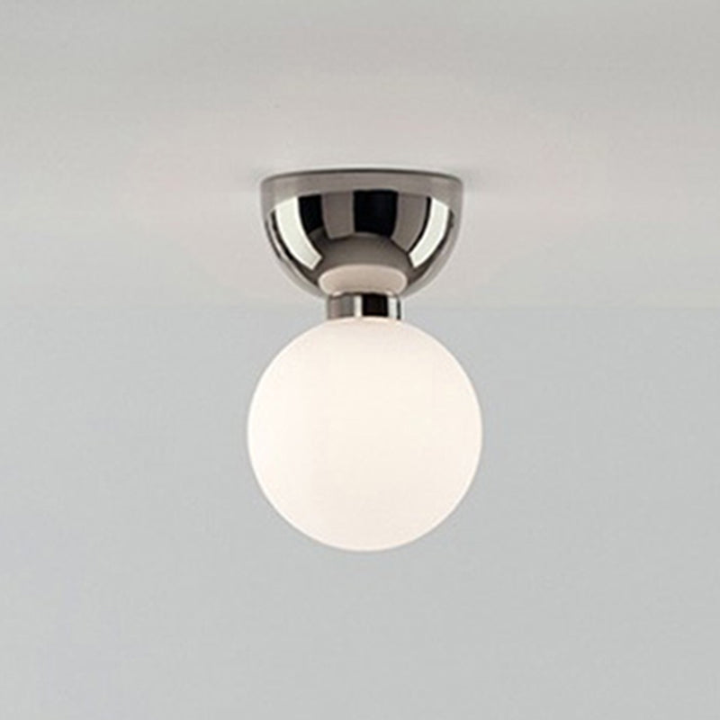 Ball Shape Ceiling Lamp Modern Simple Style Iron 1 Light Flush Mount with Glass Lampshade for Aisle