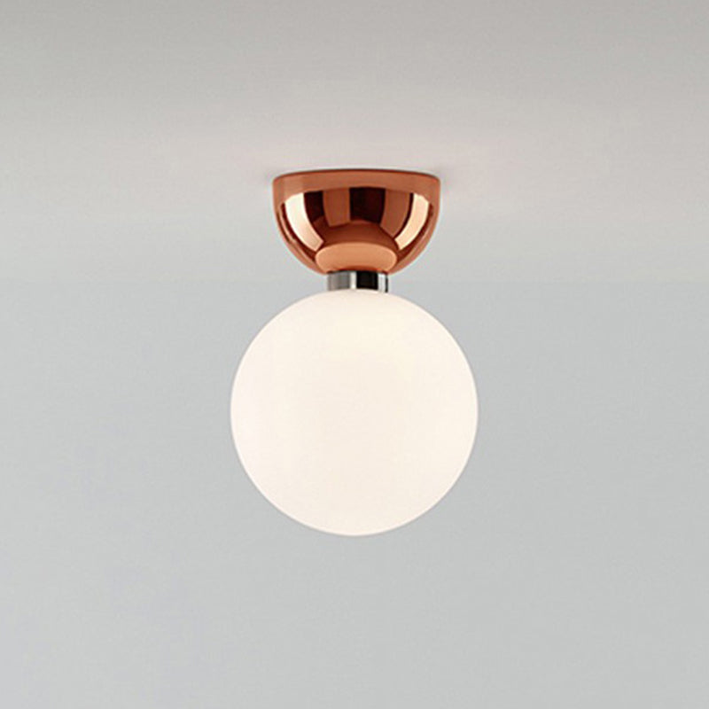Ball Shape Ceiling Lamp Modern Simple Style Iron 1 Light Flush Mount with Glass Lampshade for Aisle