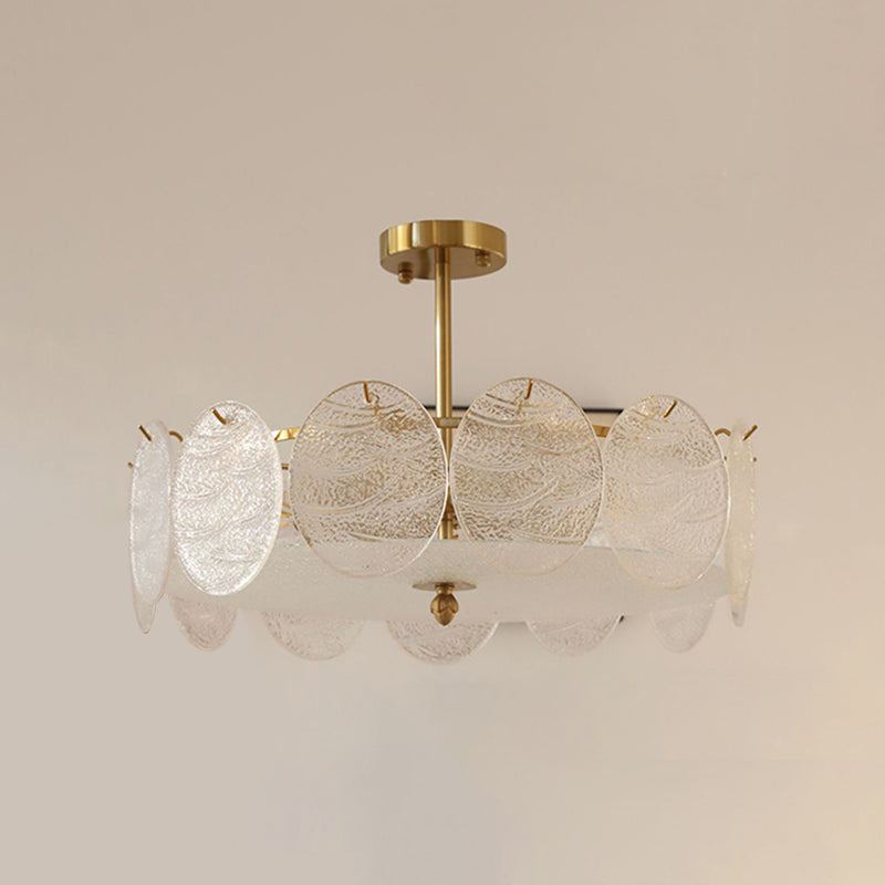 Plafonnier de forme ronde, montage encastré en fer de Style Simple et moderne avec abat-jour en verre pour le salon